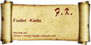 Fodor Kada névjegykártya